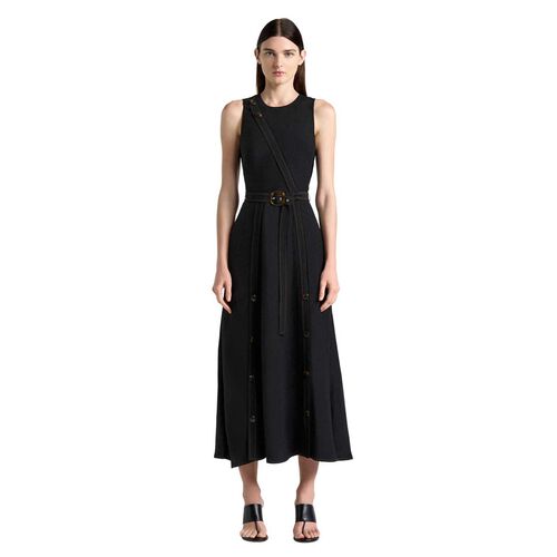 Cue Viscose Blend Topstitched Midi Dress